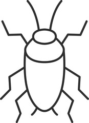 線画ミニ昆虫の単品アイコン　ゴキブリ