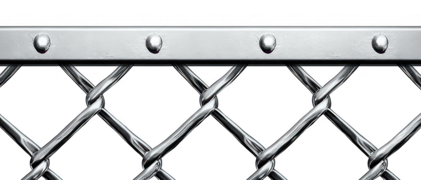 chain link fence is durable industrial building element made of metal wire, showcasing strong and secure design. Its shiny surface reflects light, adding modern touch to various settings