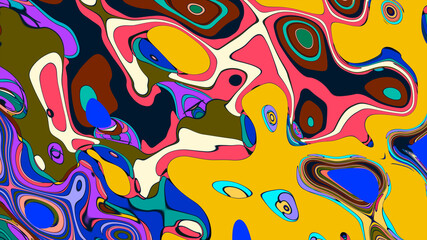 Obraz premium Abstract colorful fluid wave psychedelic liquid background for summer music 2025