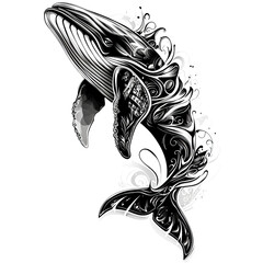 Obraz premium Strength and Vastness in Whale Tattoos