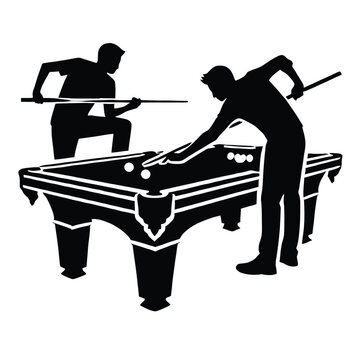 black pool players playing billiards clip art preview