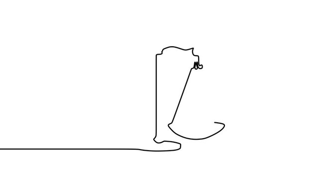 Continuous drawing line art of balance scale law symbol with black line and white background. One line