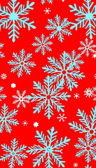 festive christmas seamless pattern with hand drawn snowflakes on red background isolated with white highlights, png