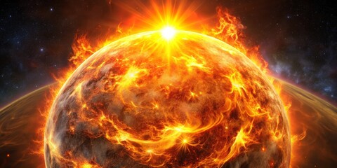 Incredible 3D animation showcases solar flares radiating from the Sun's surface, designed for educational and scientific exploration of these astronomical phenomena.