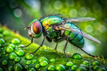 Incredible macro shots reveal a green goldfly resting on a leaf, emphasizing nature&rsquo;s unique details that will enchant any lover of the great outdoors.