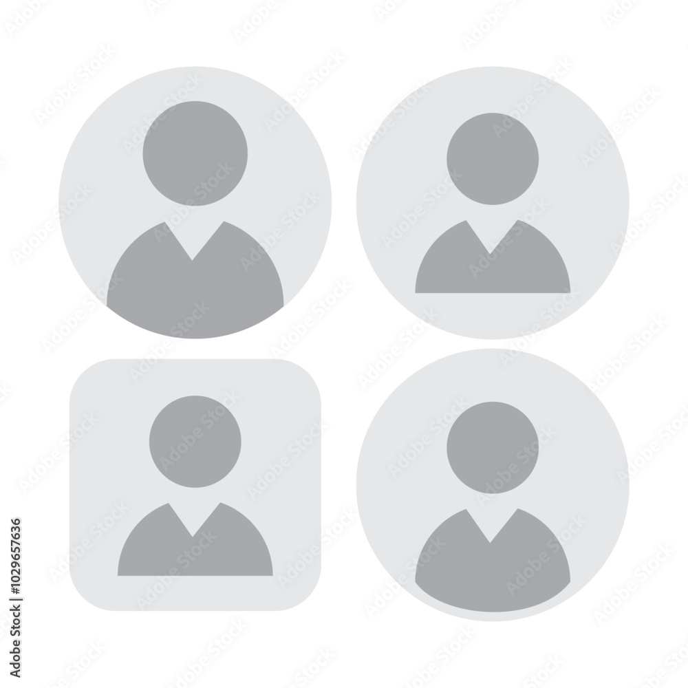 Poster gray circular user icon with head and shoulders silhouette. represents a generic user profile.