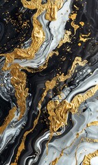 Fototapeta premium Abstract background of black, white and gold marble texture