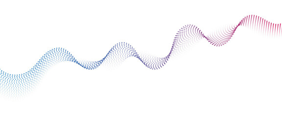 Flowing Dot Wave halftone gradient pattern on transparent background	