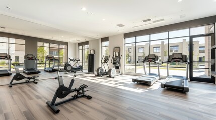 Modern Fitness Center with Natural Light