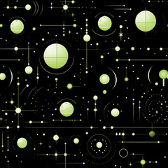 Futuristic Space Pattern with Planets and Orbit Lines