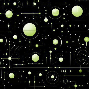Futuristic Space Pattern with Planets and Orbit Lines