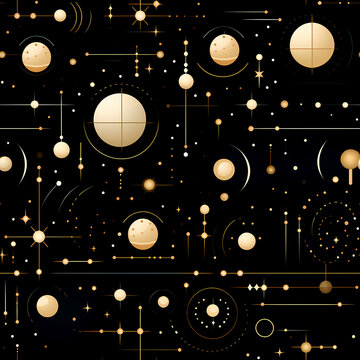 Futuristic Space Pattern with Planets and Orbit Lines