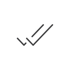 Double tick icon Thin outline art symbol