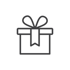 Gift box icon Thin outline art symbol
