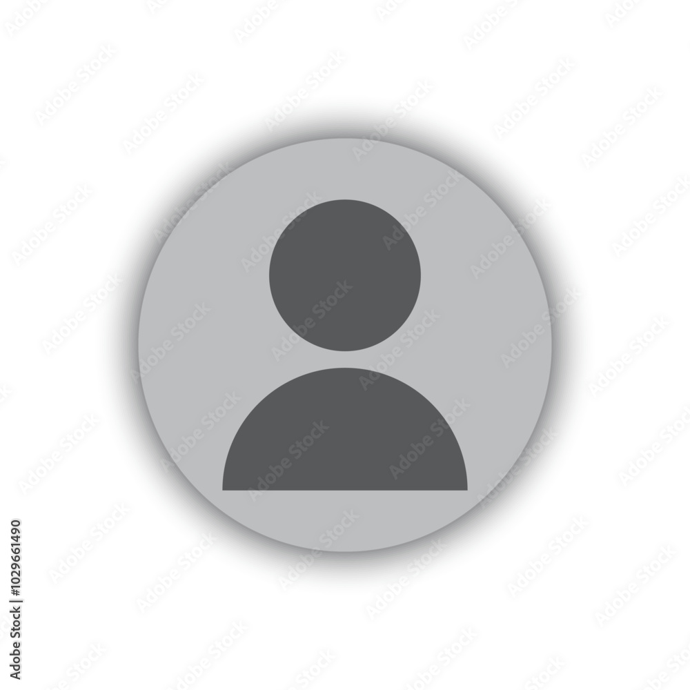 Poster gray circular user icon. darker inner silhouette within light gray circle. minimal and modern style.