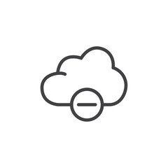 Remove from cloud icon Thin outline art symbol