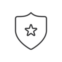 Shield star icon Thin outline art symbol