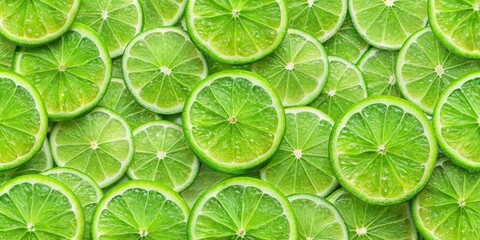 Vibrant lime fruit slices create a seamless, tileable citrus pattern, perfect for adding a fresh, energetic touch to vibrant backgrounds and various design projects.