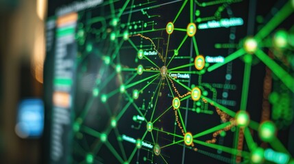 Green Network on a Computer Screen