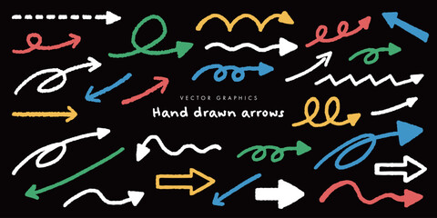 カラフルな手描き矢印セット