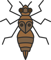 カラーミニ昆虫の単品アイコン　ヤゴ