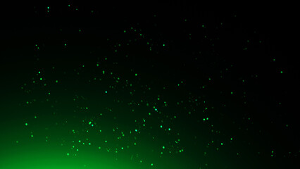 Green fire embers particles texture overlays . Burn effect on isolated black background. Design texture.