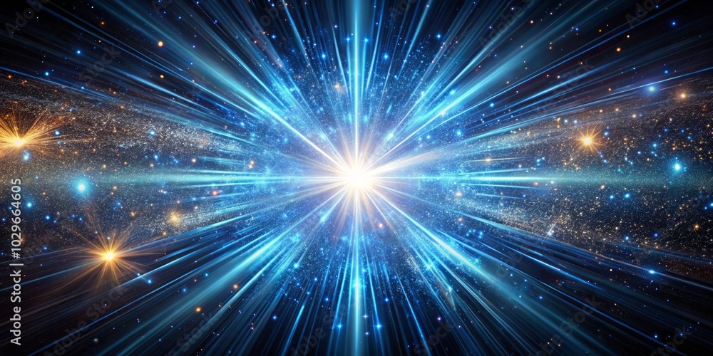 Poster vibrant star burst animation with luminous particles creates a captivating dynamic view of architect