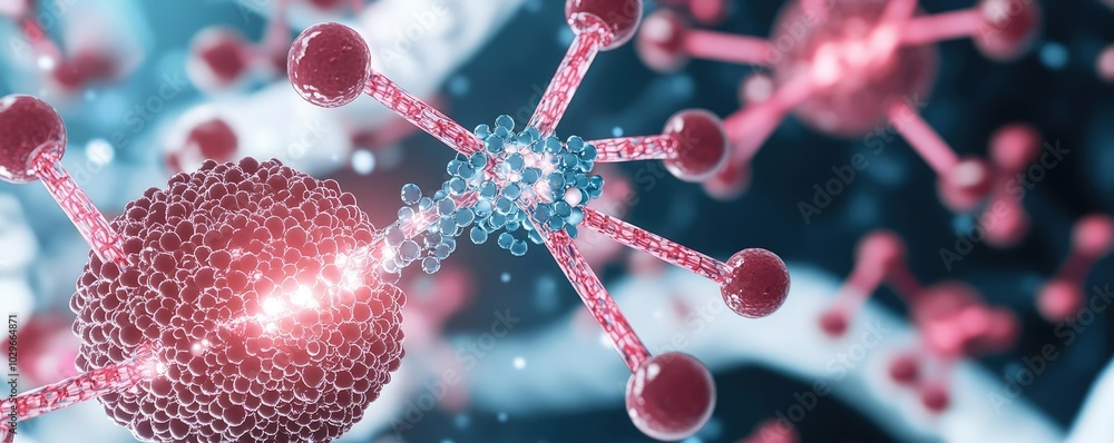 Poster This image showcases a detailed molecular structure with colorful atoms highlighting chemical interactions at the microscopic level.