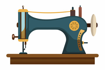  Old sewing machine isolated in white