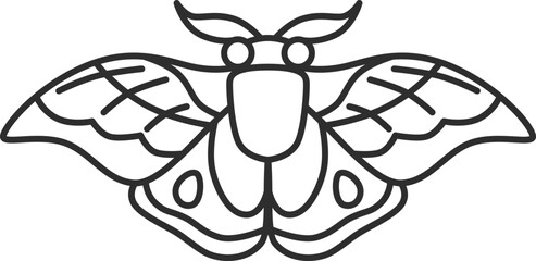 線画ミニ昆虫の単品アイコン　蛾