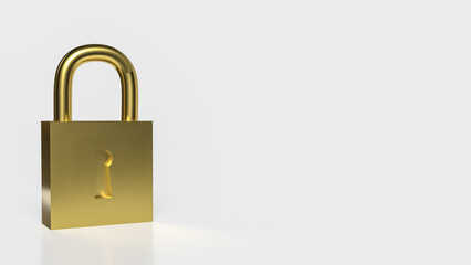 Golden lock for security  or Business concept 3d rendering.