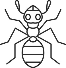 線画ミニ昆虫の単品アイコン　蟻
