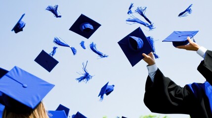 Graduates Throwing Caps in the Air at a Ceremony