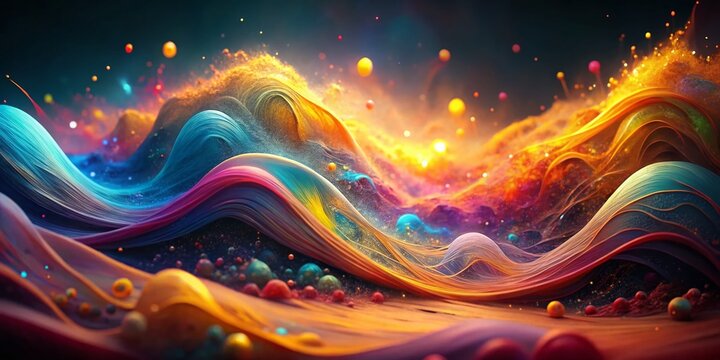 Abstract Particle Waves Background - Surreal Dreamscape of Colorful Energy Flow