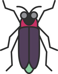 カラーミニ昆虫の単品アイコン　蛍