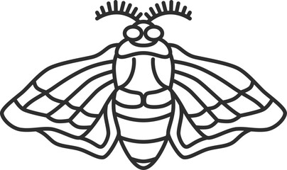 線画ミニ昆虫の単品アイコン　蚕