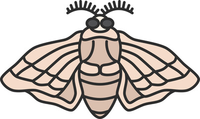 カラーミニ昆虫の単品アイコン　蚕