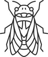 線画ミニ昆虫の単品アイコン　蝉