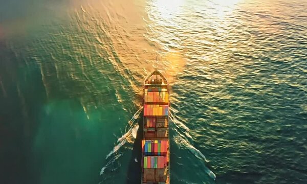 A cargo ship loaded with containers, representing the global logistics and marine industry for export and import operations