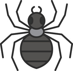 カラーミニ昆虫の単品アイコン　蜘蛛