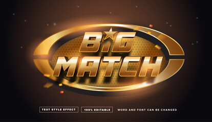 Golden big match with star and oval emblem text style effect editable
