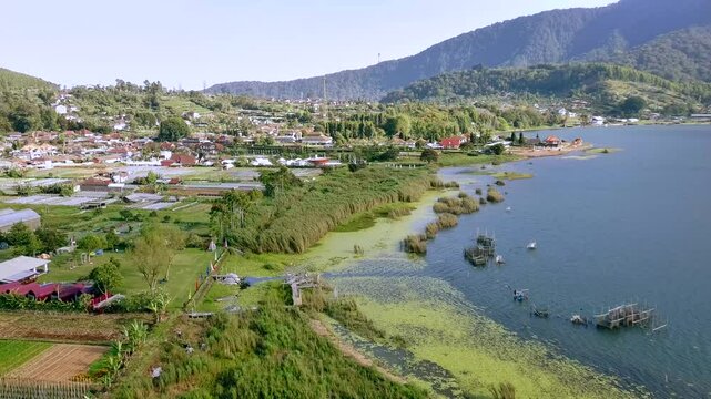 Drone View of Ulun Danu Beratan Temple at Tabanan Bali