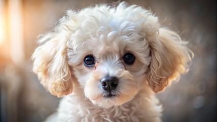 Adorable White Poodle Puppy in Macro Photography - Cute Canine Close-Up Images