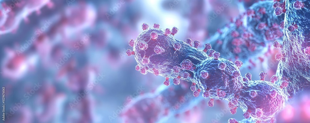 Poster colorful abstract illustration of molecular structures on a soft background