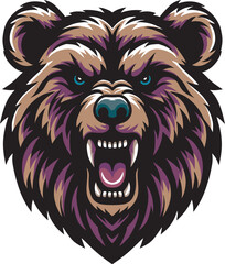 Beast grizzly head mascot design art
