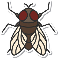 ステッカーミニ昆虫の単品アイコン　蝿