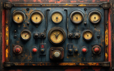 Timeworn Tech: Vintage Dials & Switches on Control Panel
