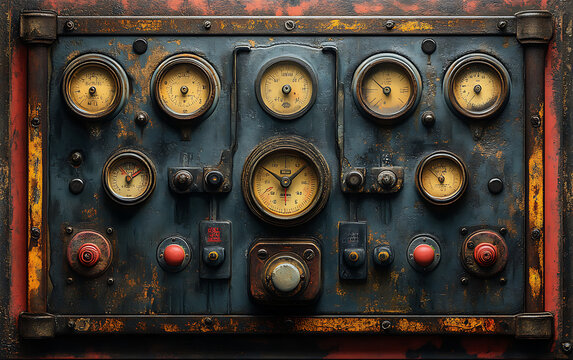 Timeworn Tech: Vintage Dials & Switches on Control Panel