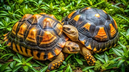 Obraz premium Aerial Photography of Radiated Tortoises Mating in Natural Habitat