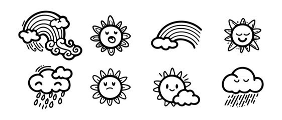 Illustration set of weather doodle elements, for design purposes